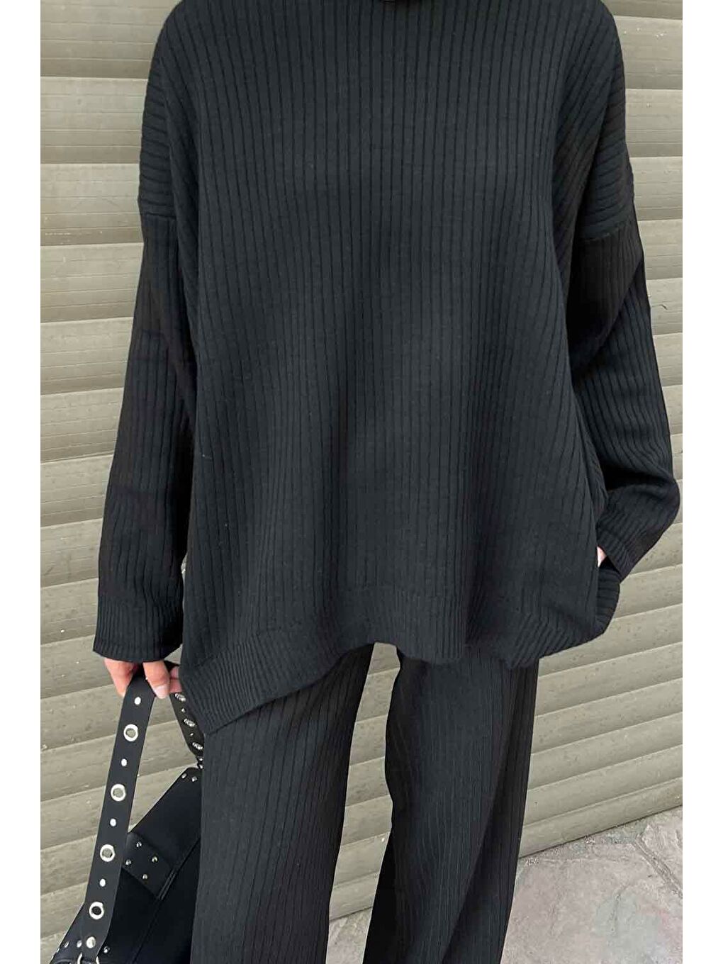 Tabata Fitilli Tesettür Takım Siyah-2