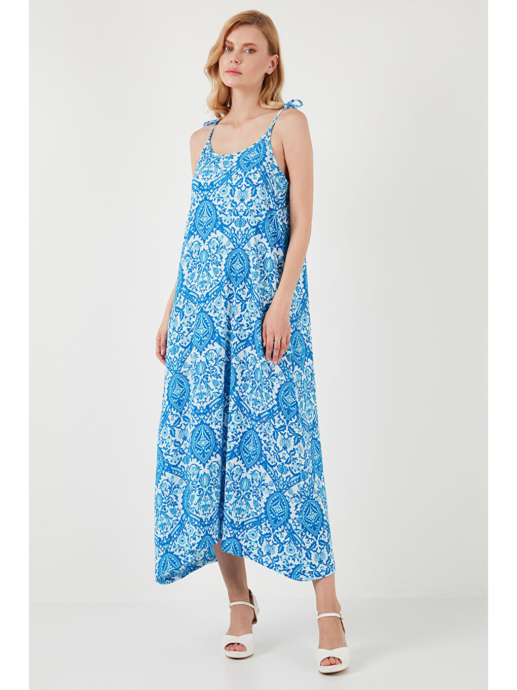 Mavi Regular Fit İp Askılı Uzun Kadın Elbise 5865732-4