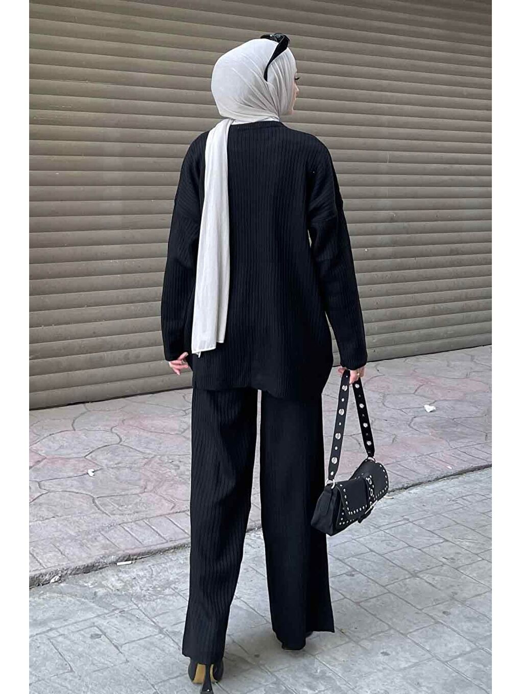 Tabata Fitilli Tesettür Takım Siyah-3