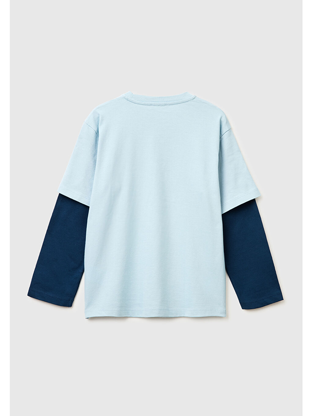 Erkek Çocuk Buz Mavisi Çift Kollu Baskılı Bisiklet Yaka T-Shirt-1