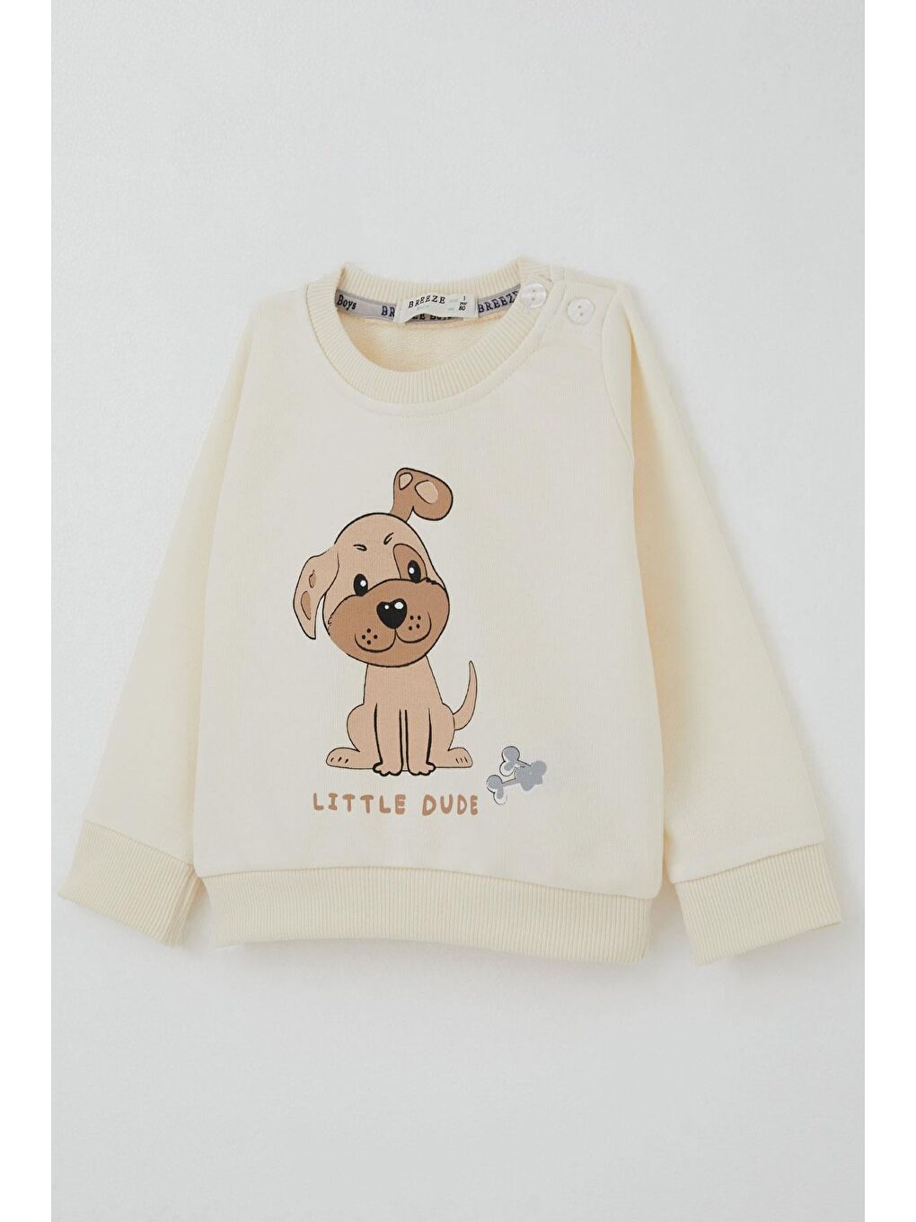 Ekru Erkek Bebek Eşofman Takımı Sevimli Köpekçik Baskılı Krem (6 Ay-2 Yaş)-5