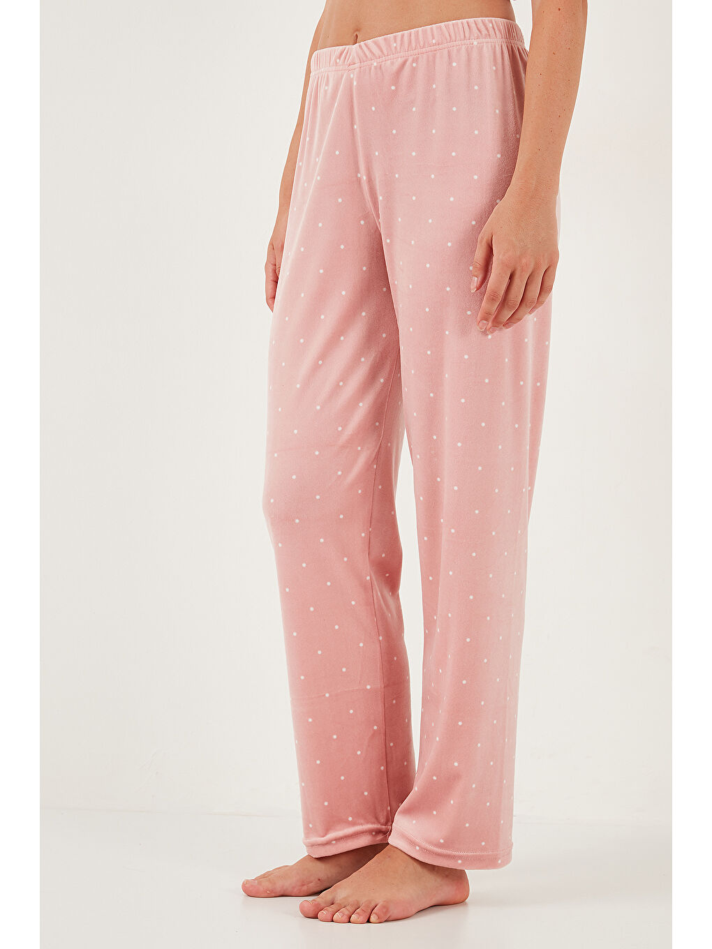 Pembe Desenli Regular Fit Bisiklet Yaka Uzun Kollu Kadın Pijama Takımı 65713312-3