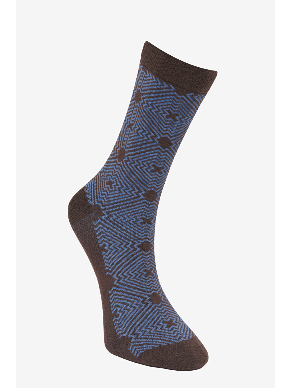 Kahverengi Erkek KAHVE INDIGO Desenli Soket Çorap-2