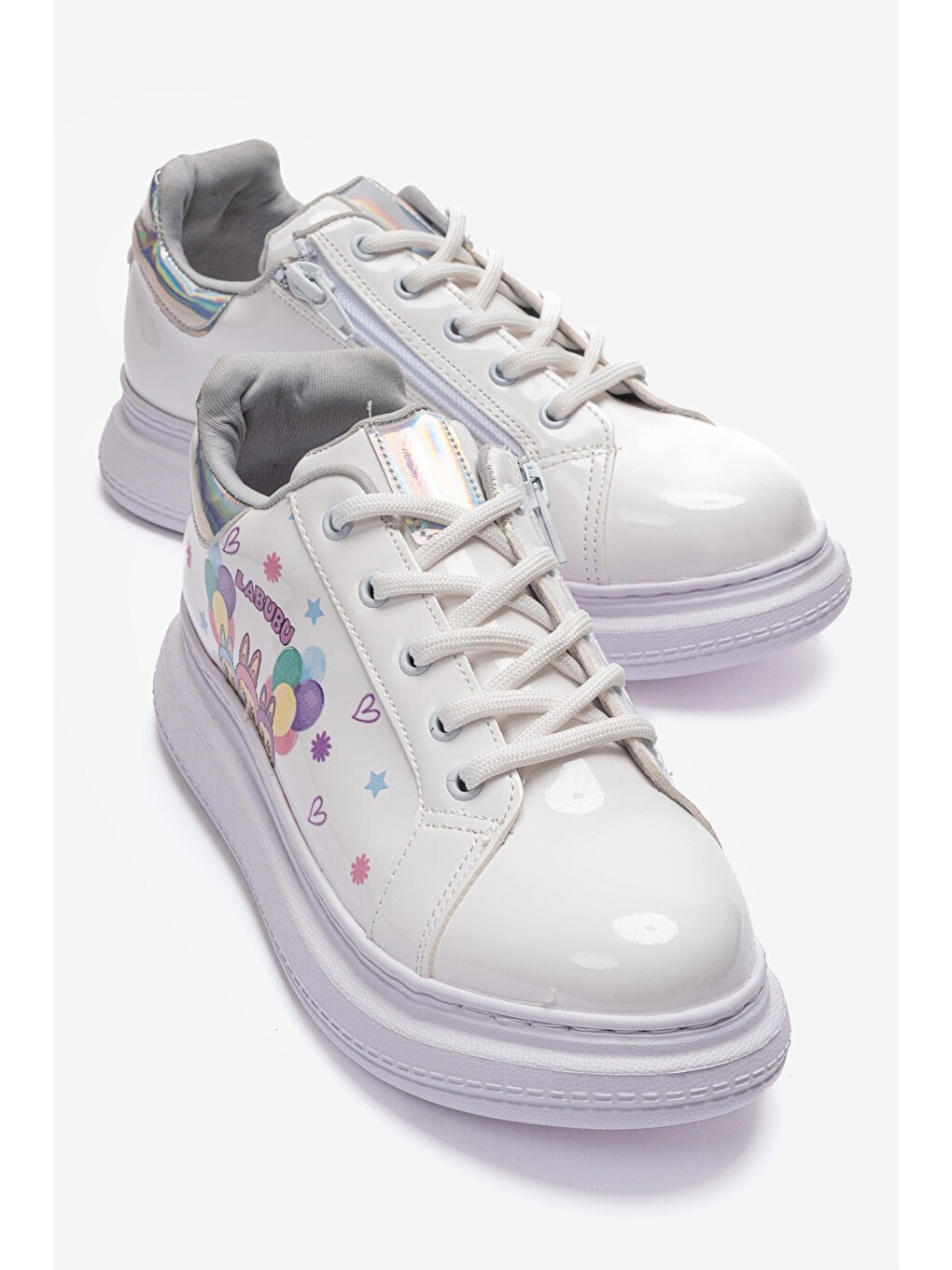 Kız Çocuk Beyaz Rugan Sneaker Ayakkabı