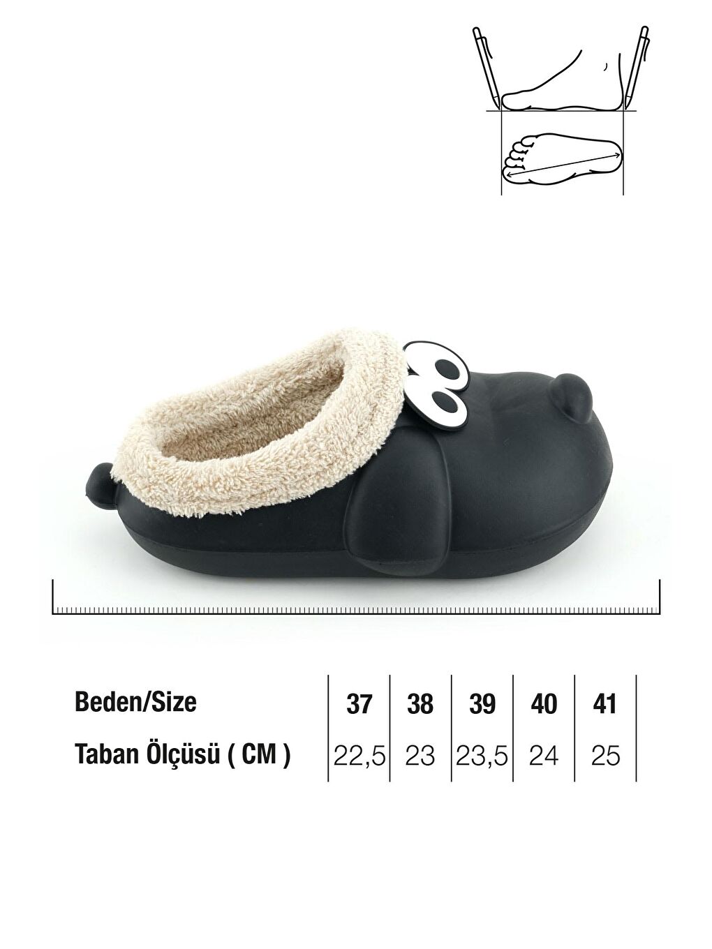 Siyah Kadın Kışlık Ev Bahçe ve Islak Zemine Uygun Eva İçi Pelüşlü Ev Botu-1