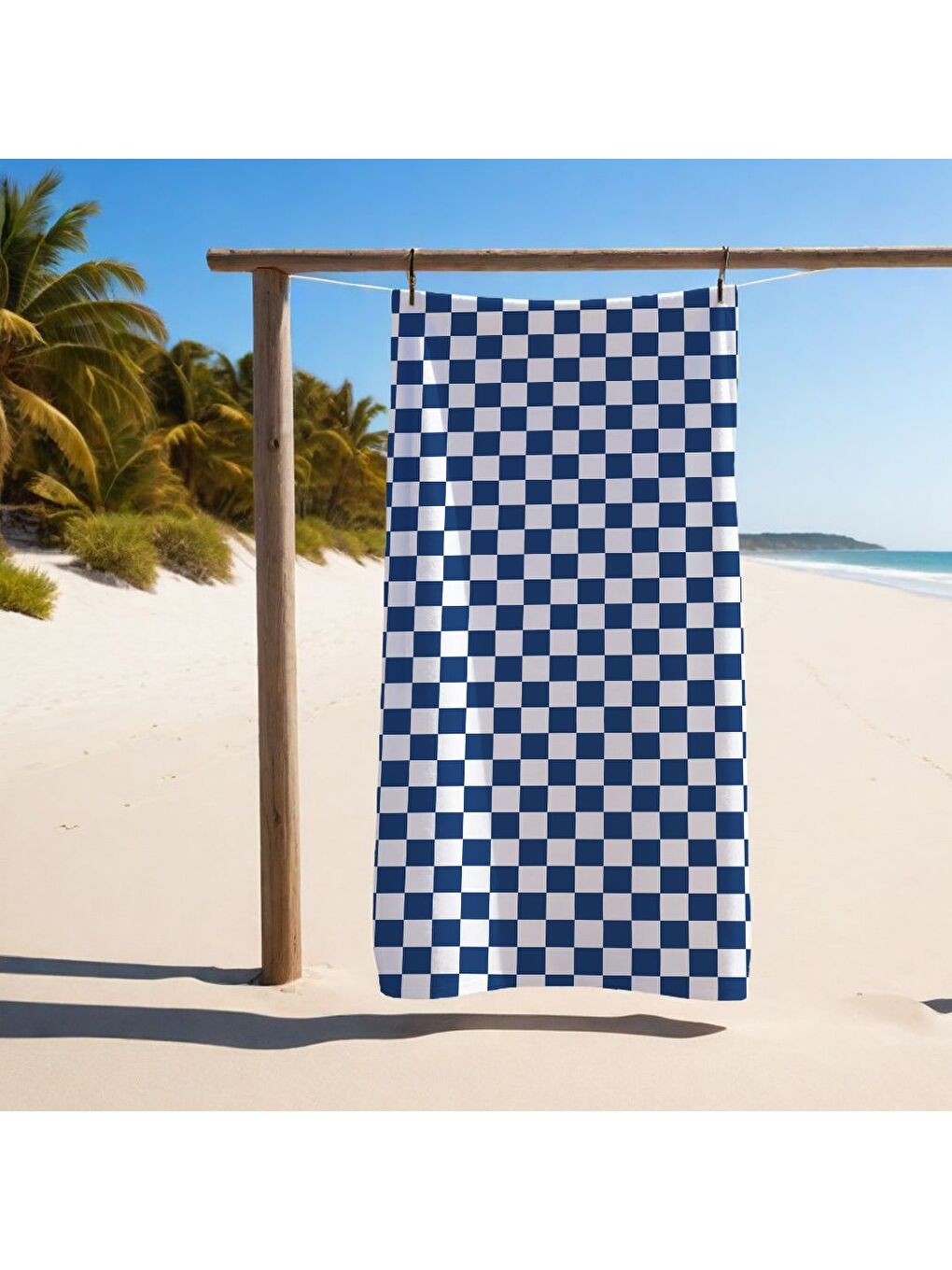 Karışık Renkli Dama Desenli Havlu 75x150 cm   Plaj   Banyo Kullanımına Uygun   Hızlı Kuruyan Yumuşak Kumaş