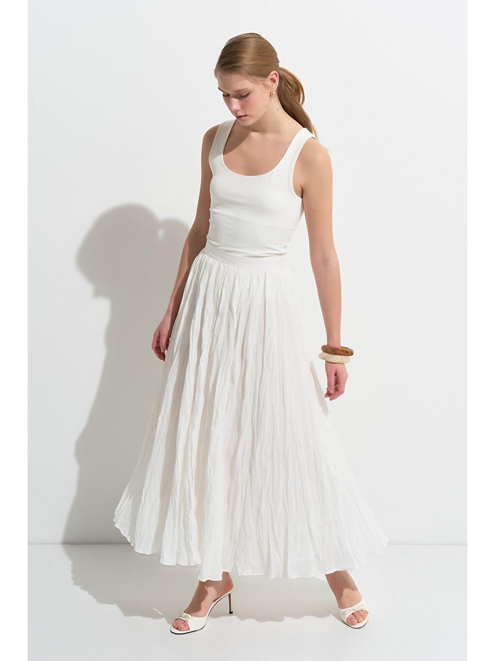 Nora Piliseli Etek Ekru-4