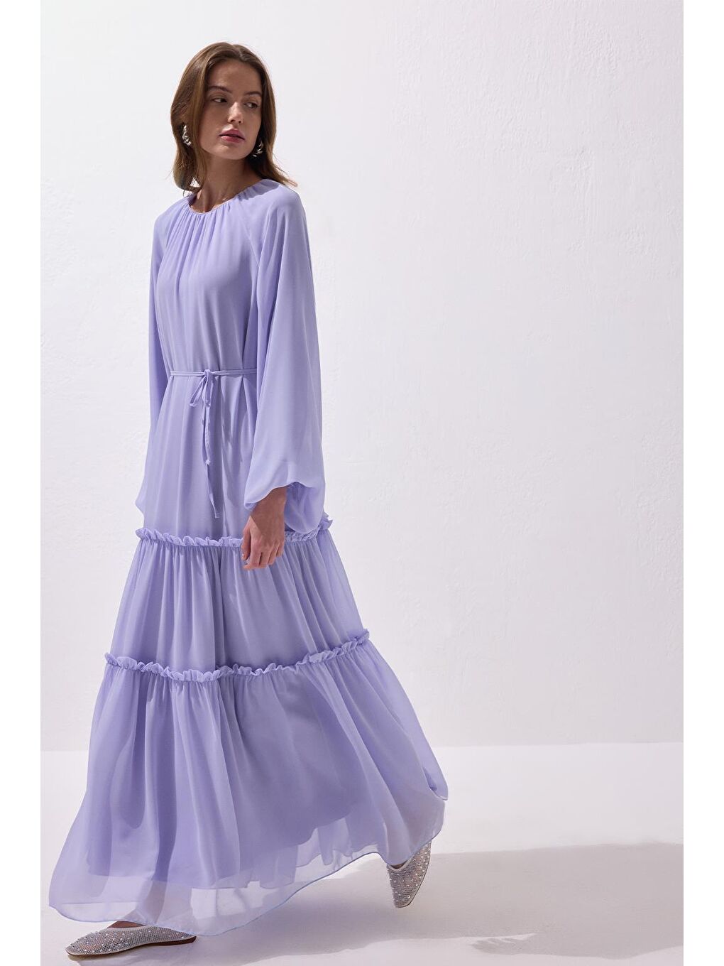 Julie Uzun Elbise Lila-1