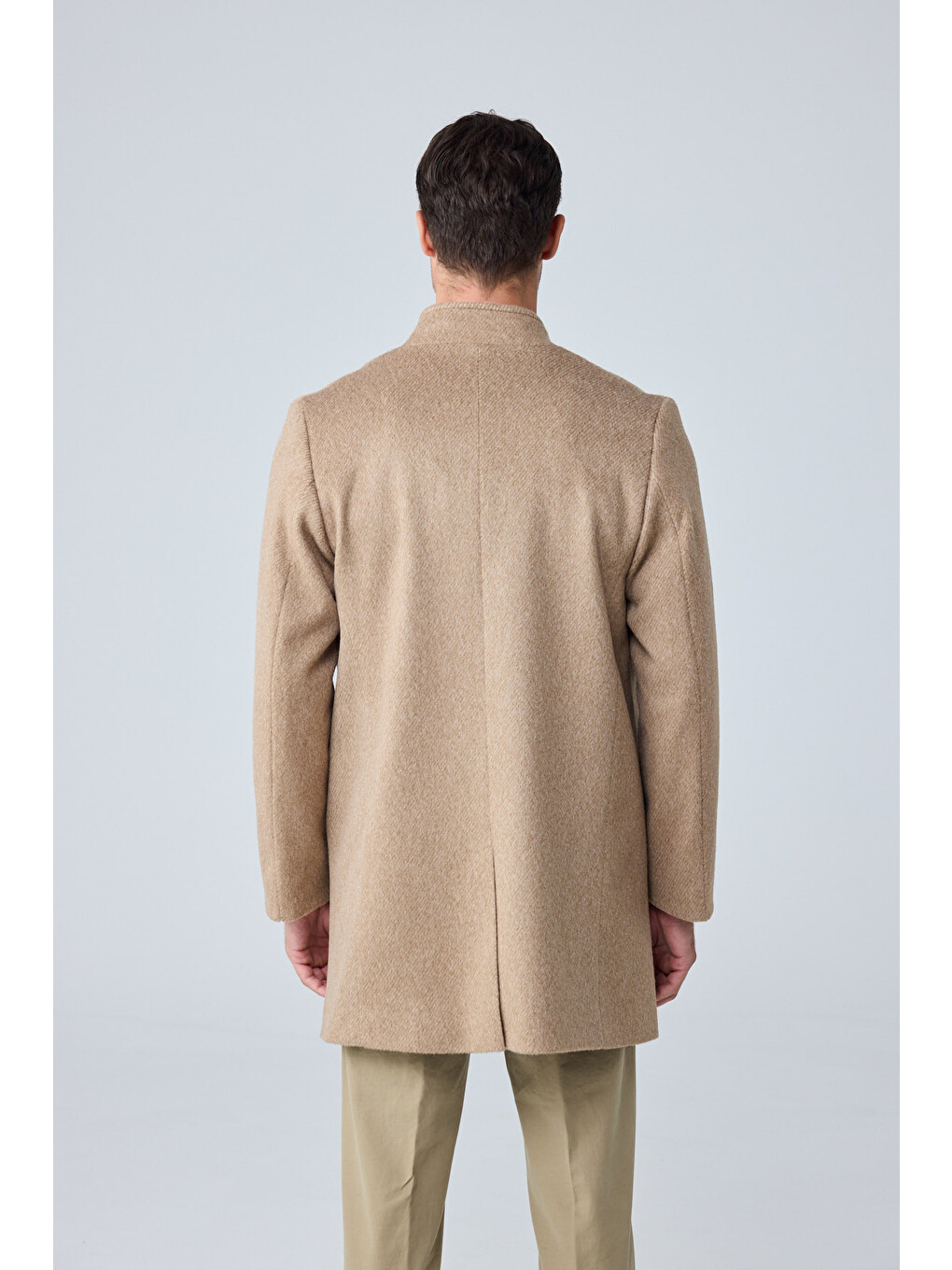 Erkek Relaxed-fit Premium Yün Kaşe Kaban Bej 4351dngr-5