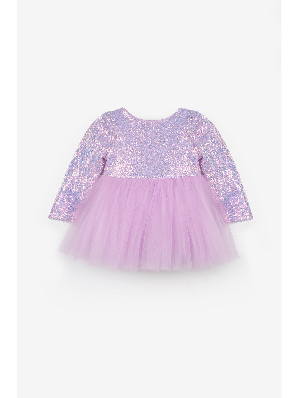 Lila Pullu Uzun Kollu Kız Bebek Elbise - Berry