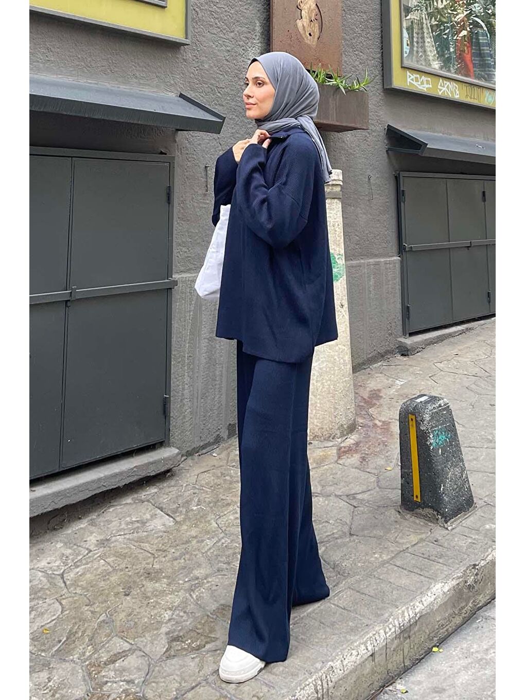 Selanik Pantalonlu Tesettür Takım Lacivert-1