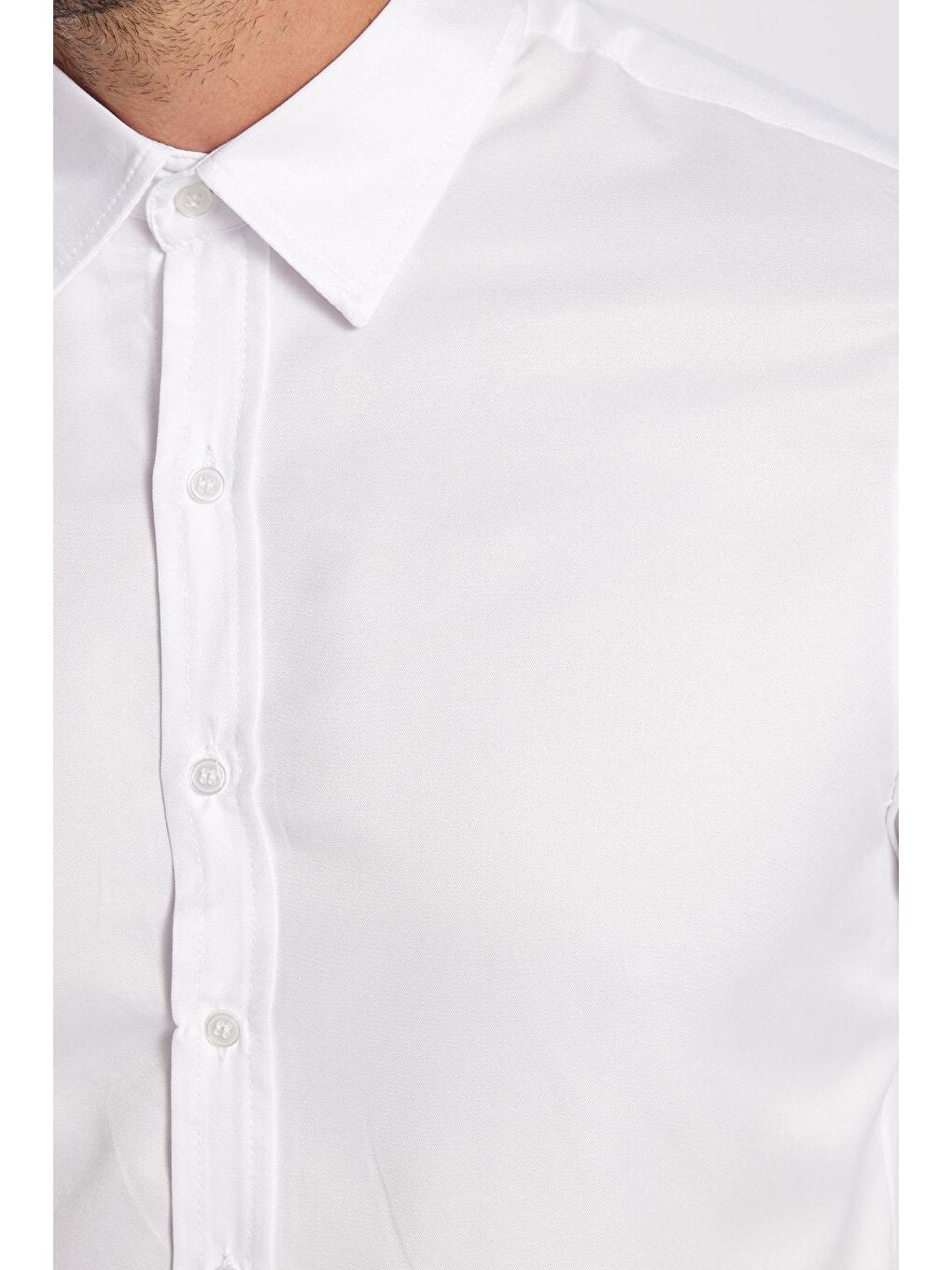 Erkek Regular Fit Klasik Kesim Pamuklu Kolay Ütü Armürlü Beyaz Gömlek-2