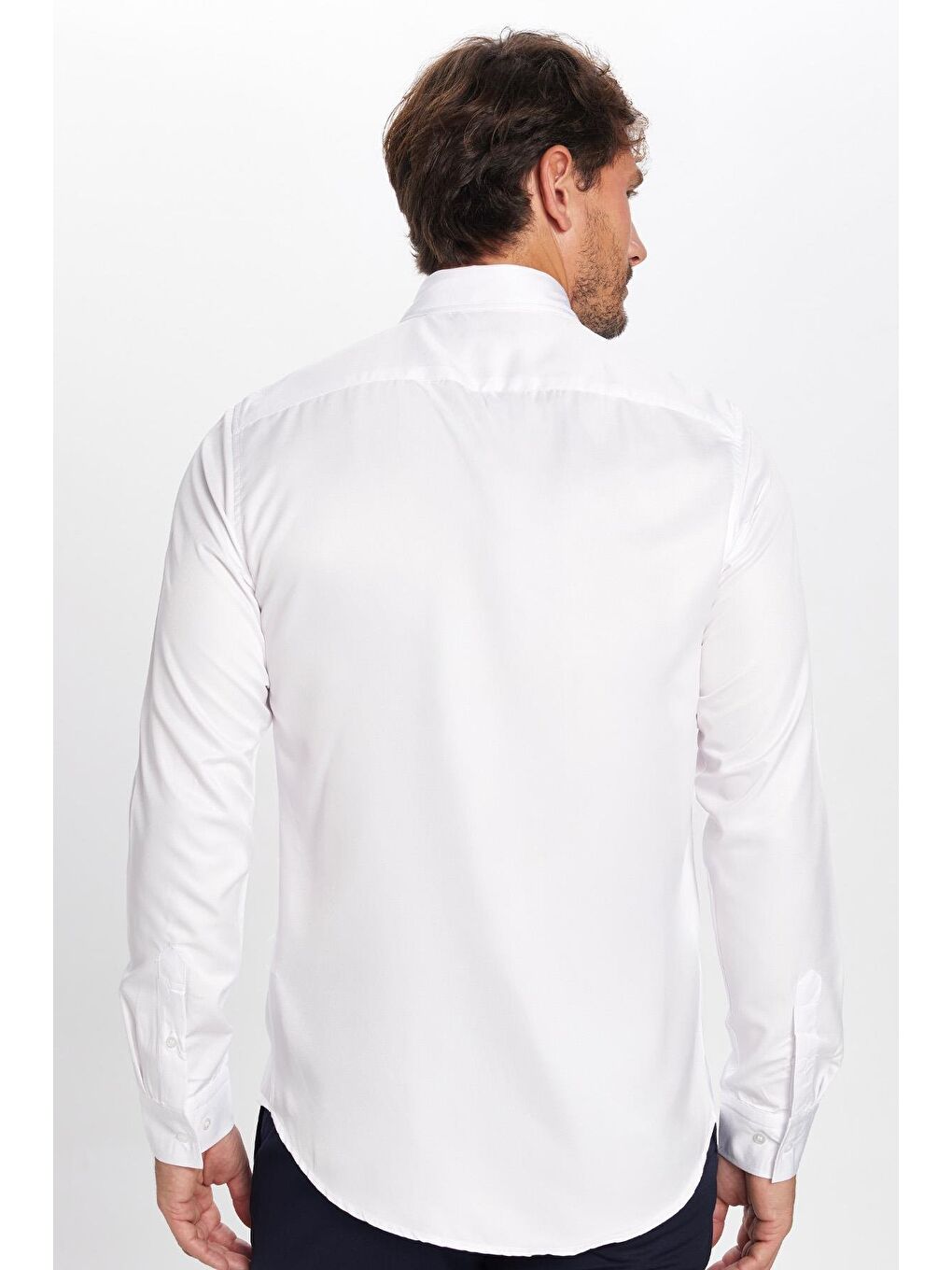 Erkek Regular Fit Klasik Kesim Pamuklu Kolay Ütü Armürlü Beyaz Gömlek-4