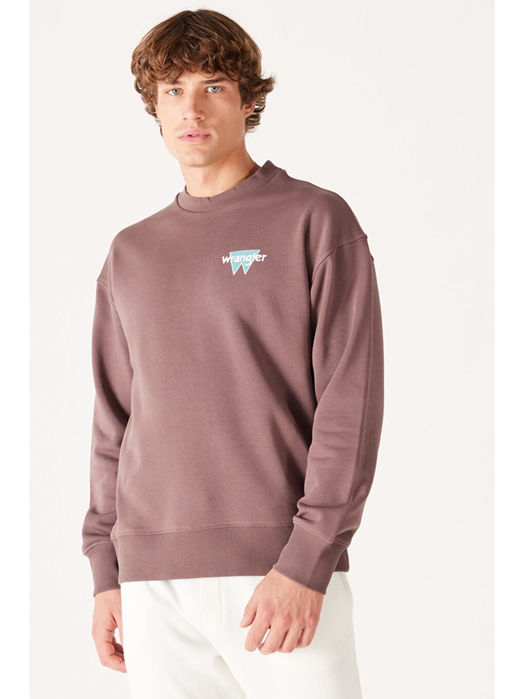 Loose Fit Rahat Kesim Bisiklet Yaka Şardonlu Kahverengi Sweatshirt-2
