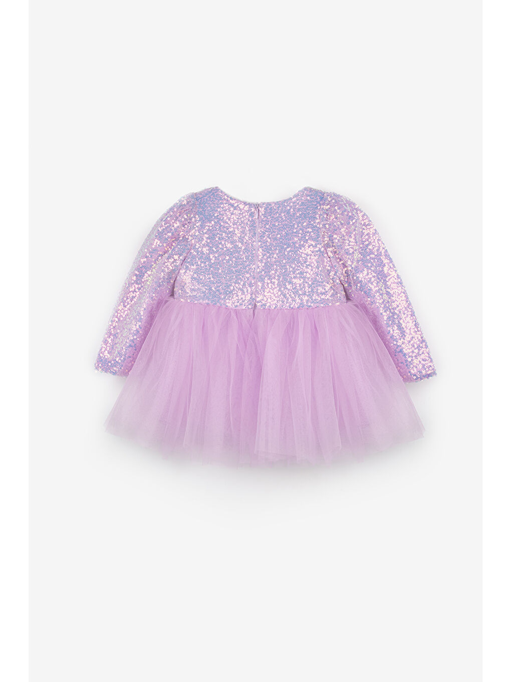 Lila Pullu Uzun Kollu Kız Bebek Elbise - Berry-1