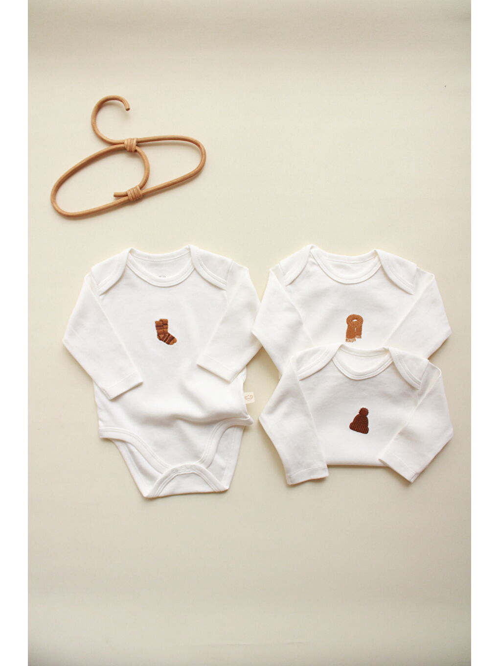 Beyaz 3'lü Autumn Serisi Uzun Kollu Çıt Çıtlı Body Zıbın Model 9-1