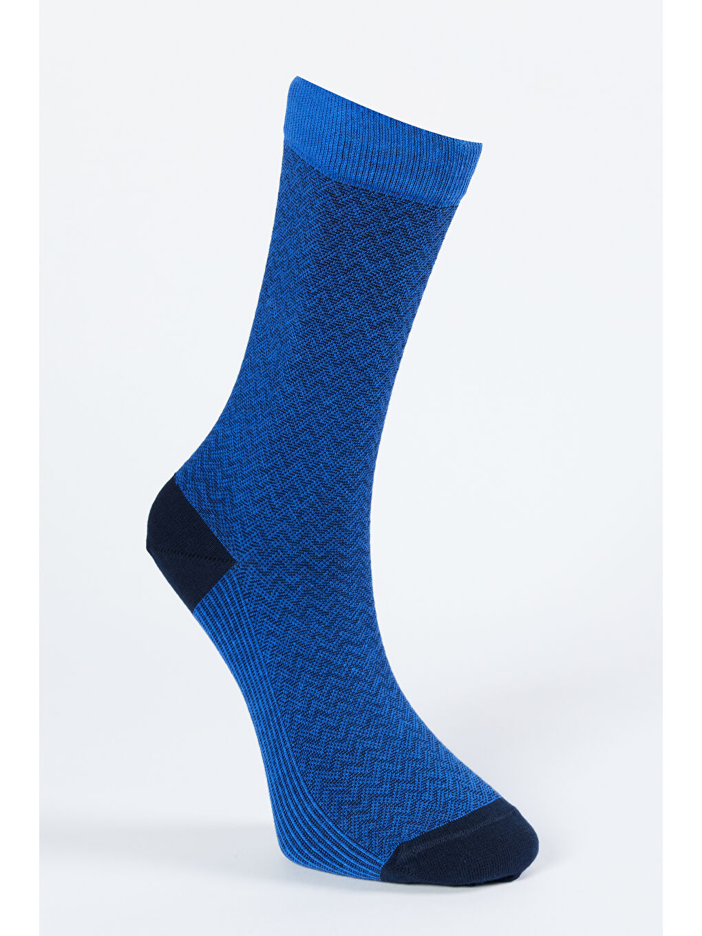Erkek Mavi-Lacivert Tekli Bambulu Soket Çorap-1