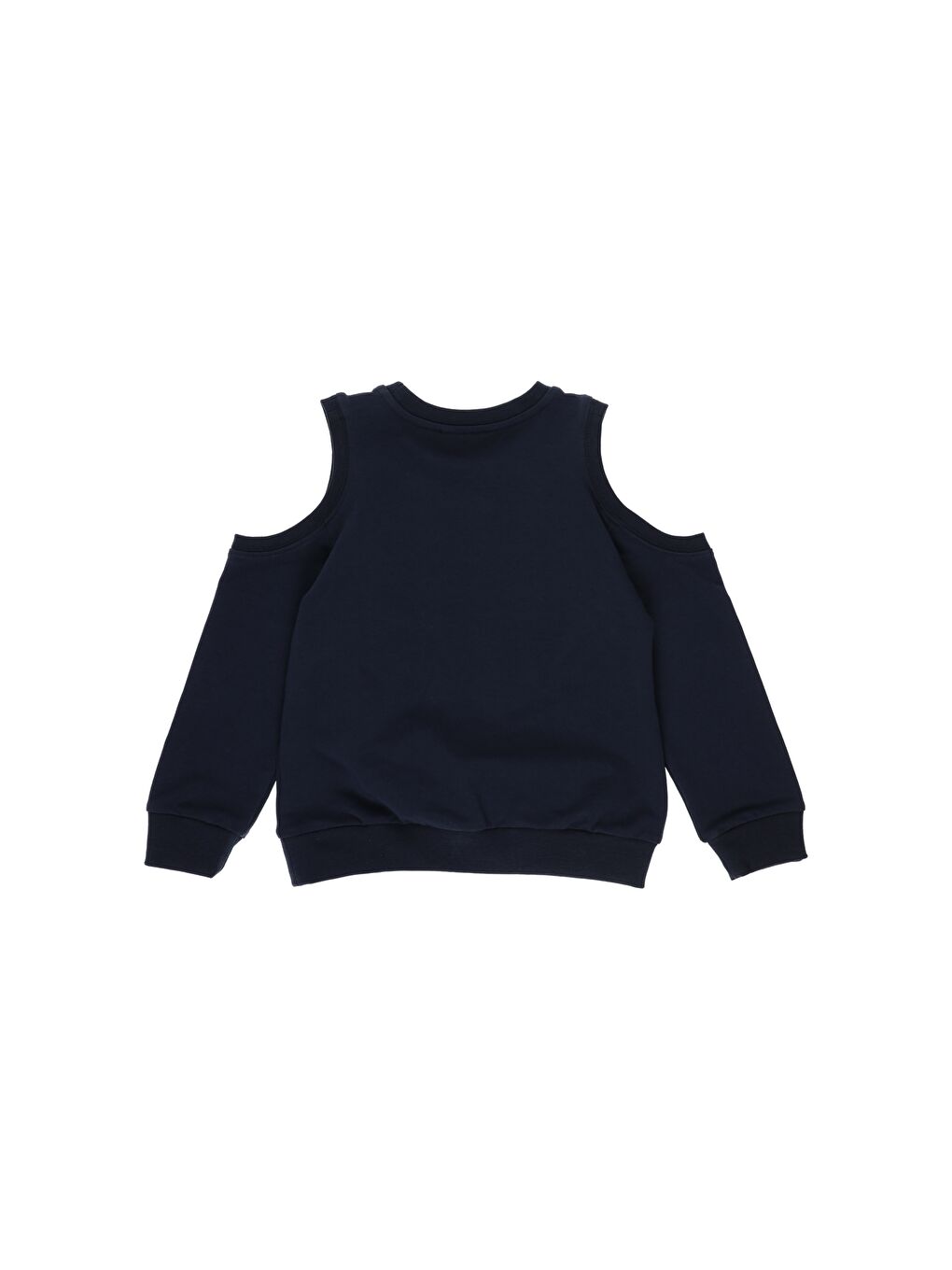 Lacivert Kız Çocuk Omuz Detaylı Yazı Nakışlı Sweatshirt-2