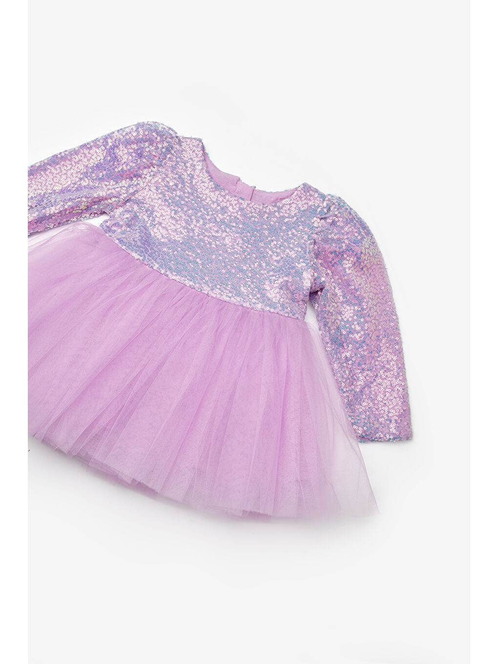 Lila Pullu Uzun Kollu Kız Bebek Elbise - Berry-2