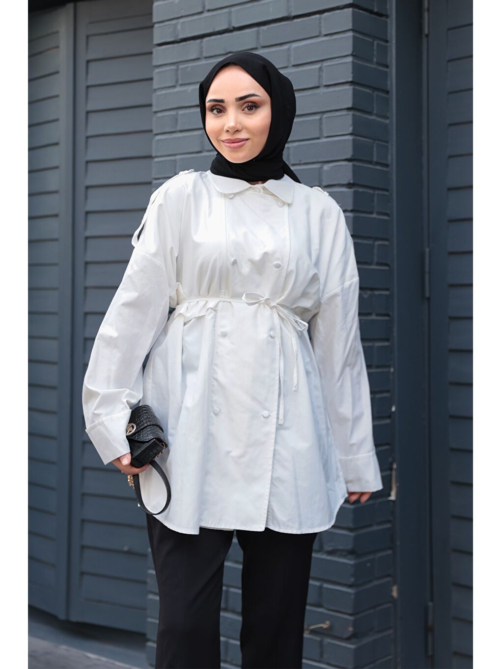 Kadın Trenç Gömlek Beyaz