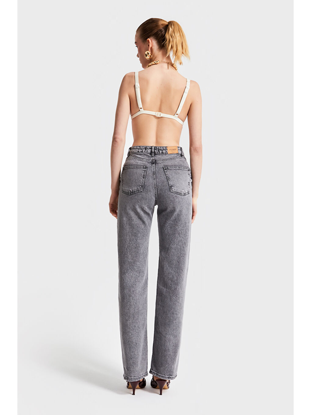 Kadın Gri Renk 4S5-13 Straight Fit Elastanlı Denim-5