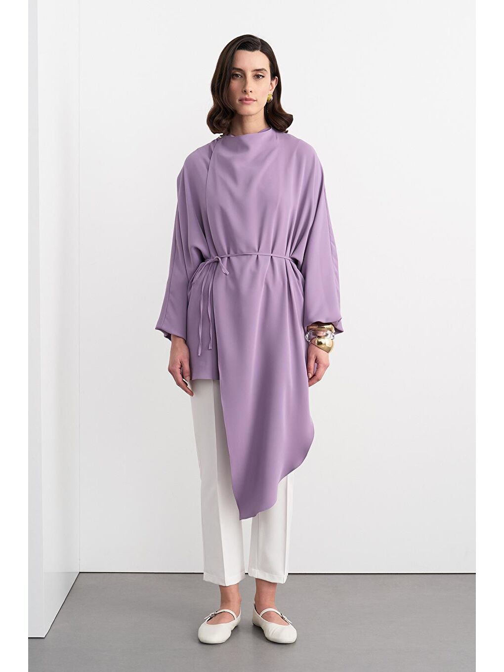 Olden Parçalı Uzun Tunik Lila-1