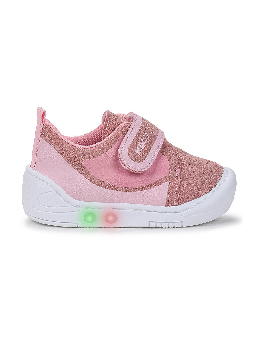 Pembe Kugan Cırtlı Işıklı Kız Bebek Yürüyüş Spor Ayakkabı-2