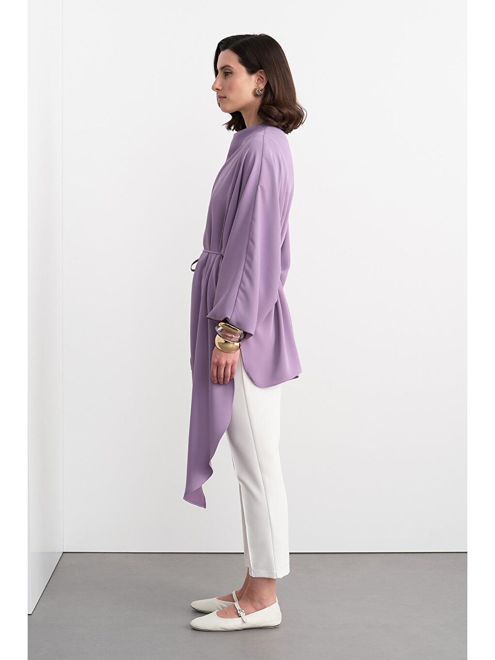 Olden Parçalı Uzun Tunik Lila-3