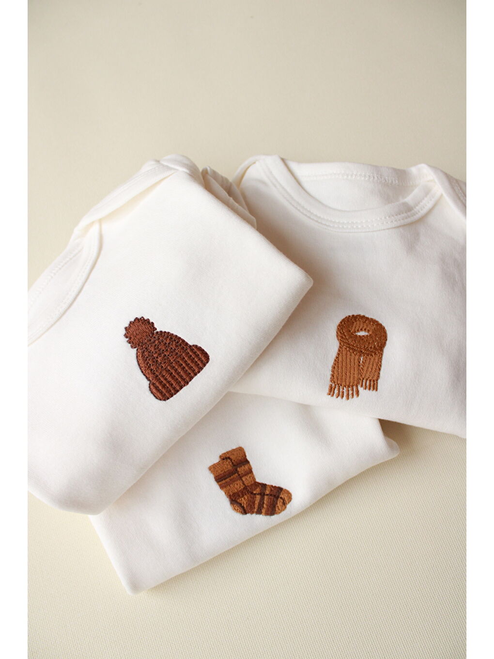 Beyaz 3'lü Autumn Serisi Uzun Kollu Çıt Çıtlı Body Zıbın Model 9-6