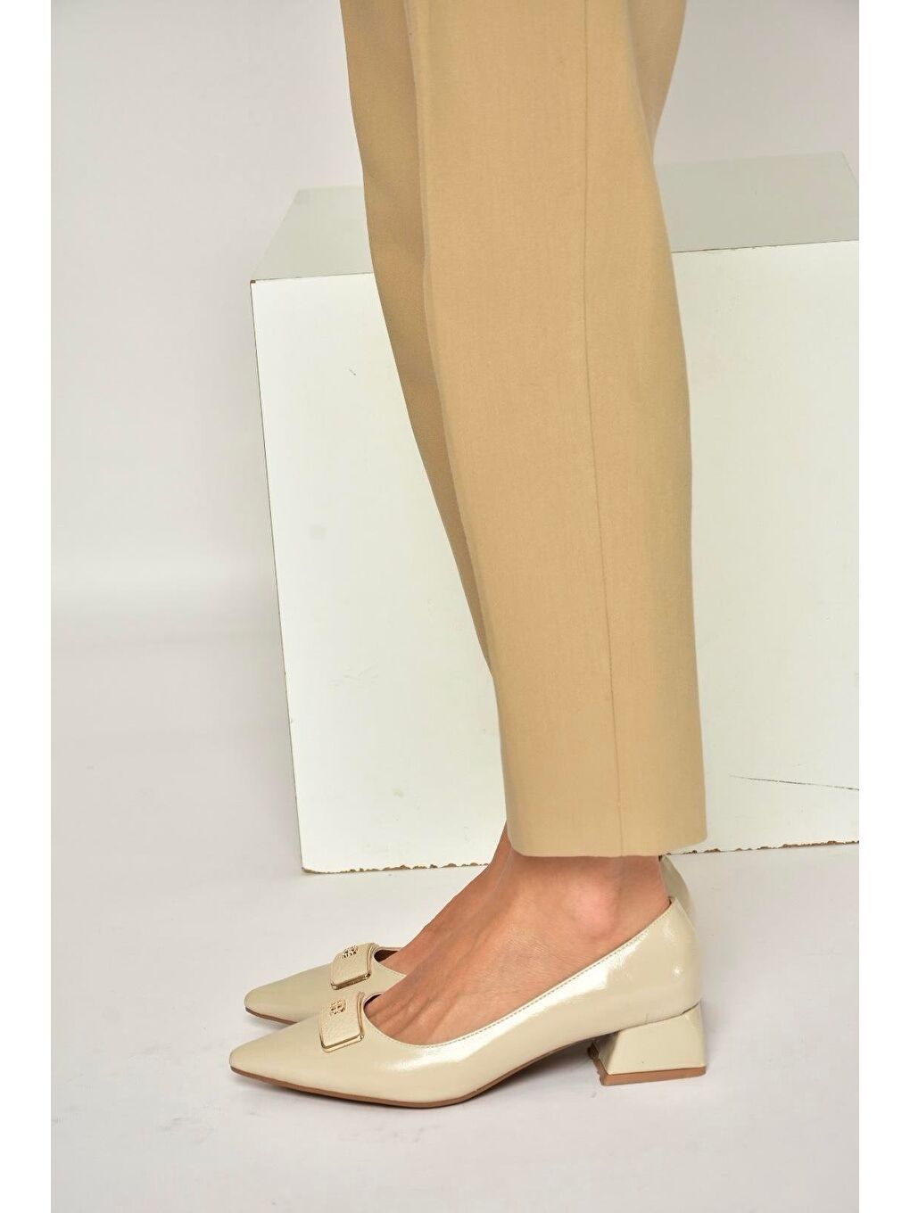 Bej Ten Kadın Topuklu Ayakkabı Y820771260-1