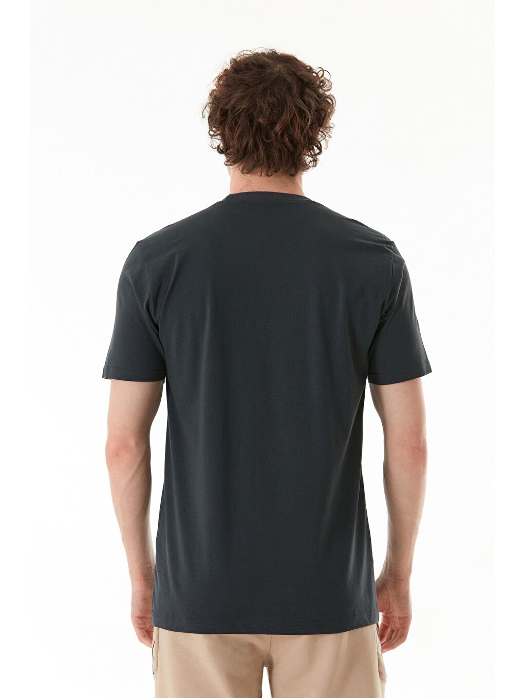 Antrasit Tomorrow Baskılı Bisiklet Yaka Tişört-3