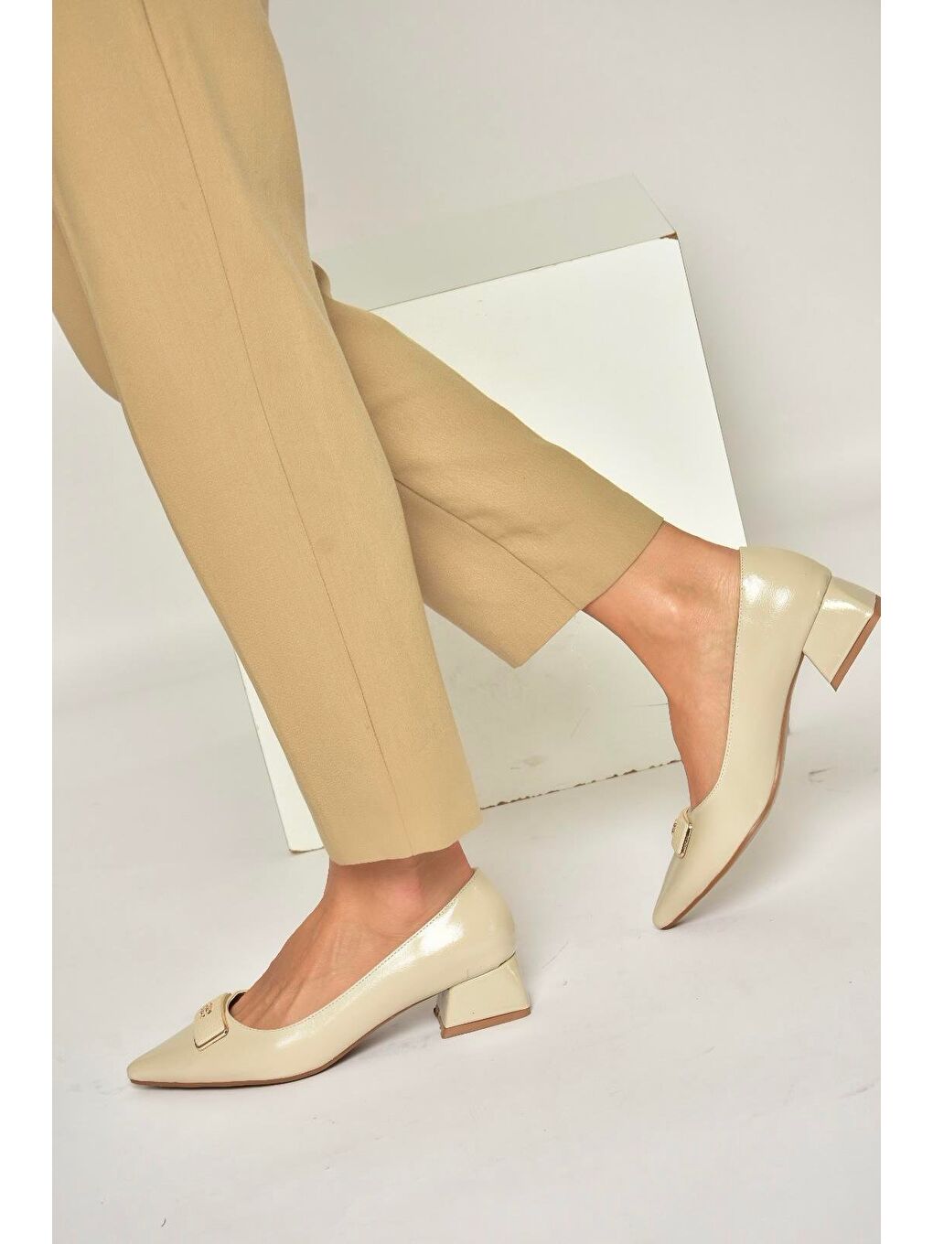 Bej Ten Kadın Topuklu Ayakkabı Y820771260-2