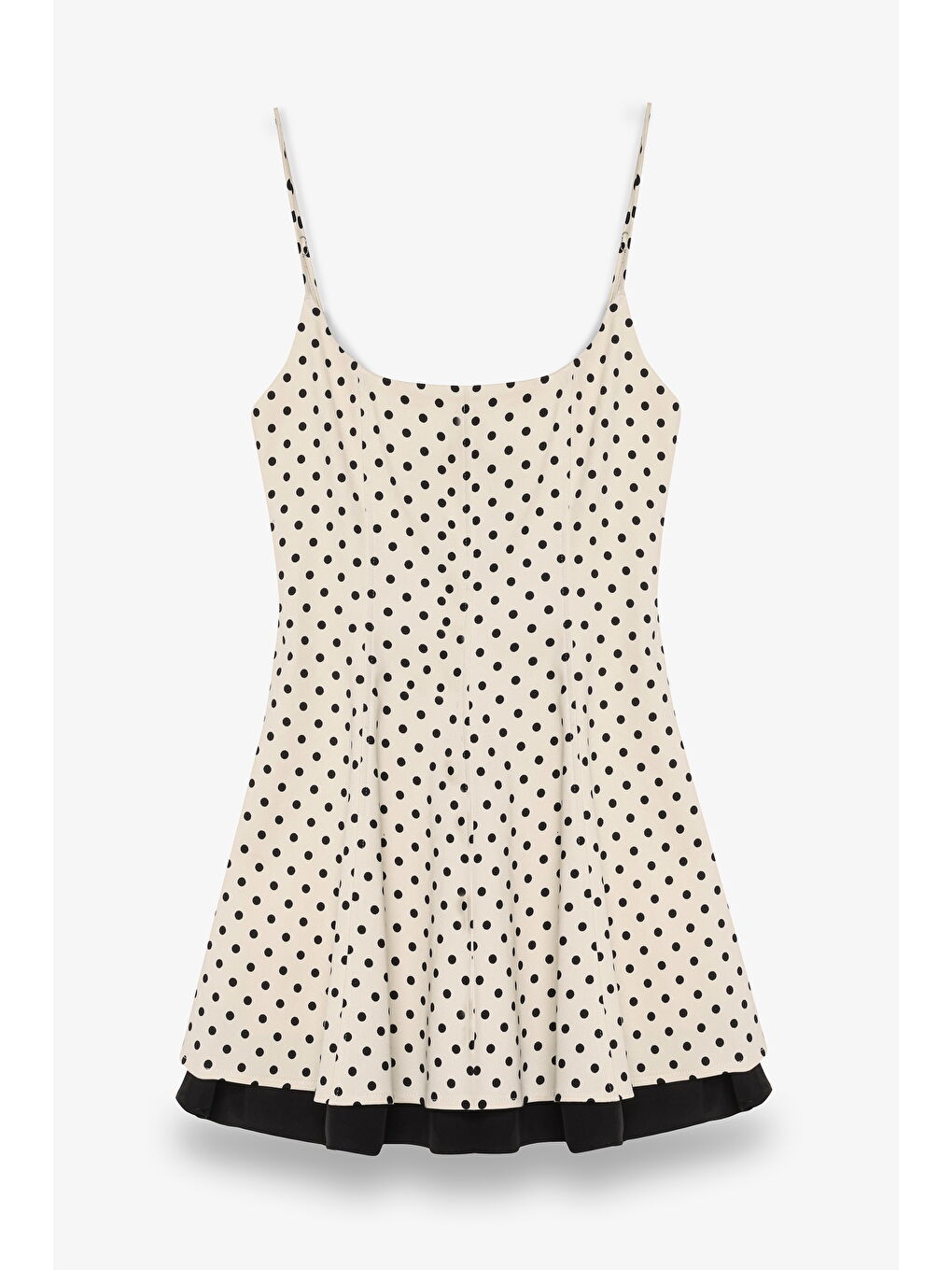 Ekru Puantiyeli Askılı Mini Elbise Krem-1