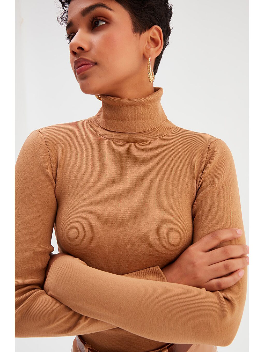 Bej Tam Balıkçı Triko - Vizon-1