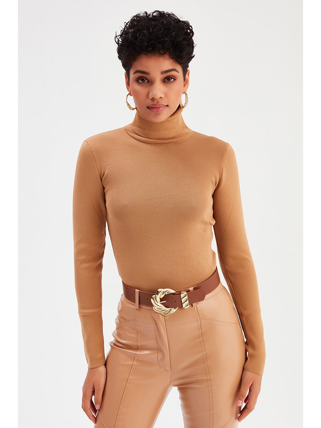 Bej Tam Balıkçı Triko - Vizon-2