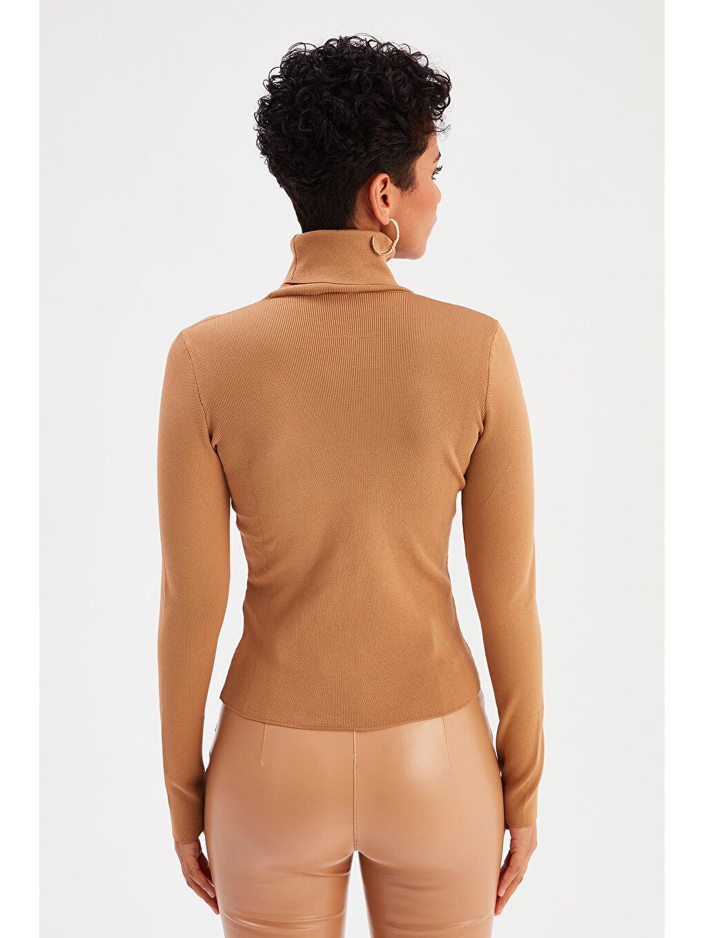 Bej Tam Balıkçı Triko - Vizon-3