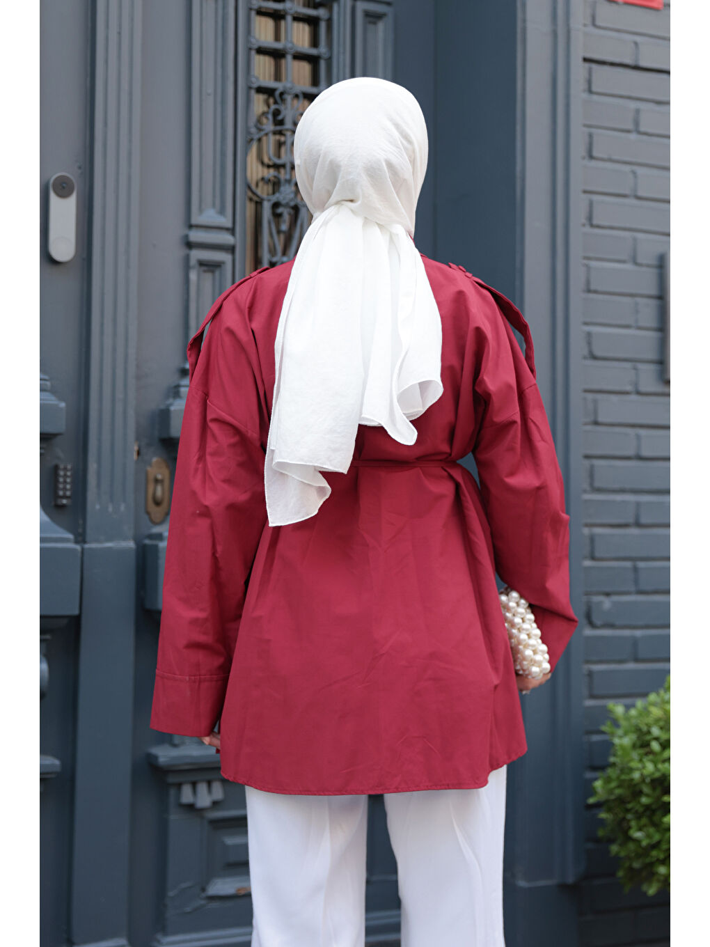 Kadın Trenç Gömlek Bordo-3