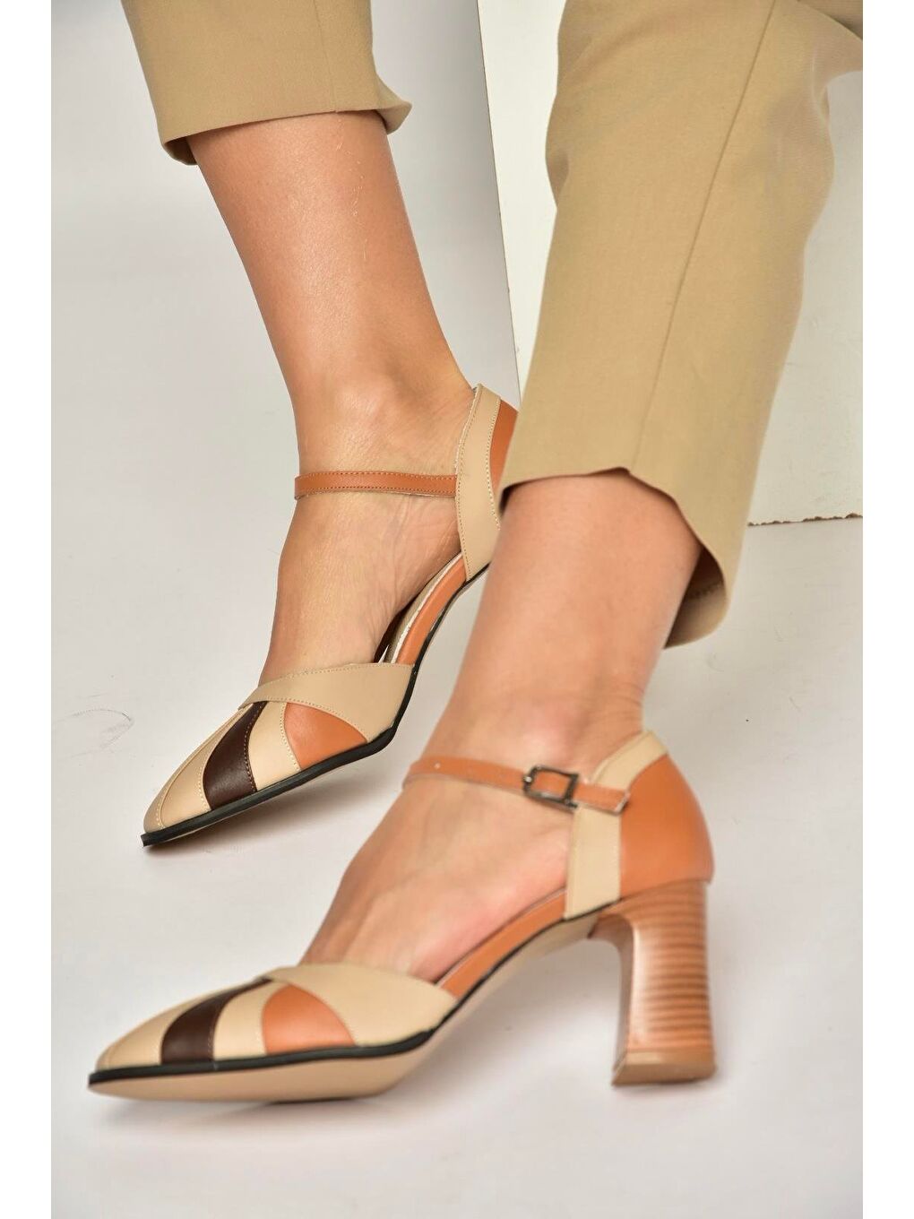 Bej Ten Kadın Topuklu Ayakkabı Y398360103-2