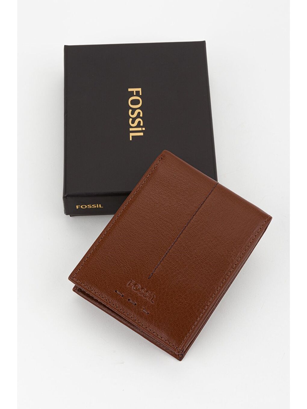 Kutulu Hakiki Deri Dikiş Detaylı Kahverengi Yatay Erkek El Portföyü Cüzdan-4