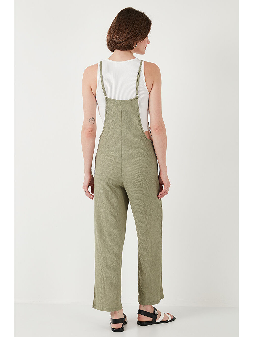 Yeşil Regular Fit Ayarlanabilir İp Askılı Bahçıvan Kadın Tulum 5865789-6