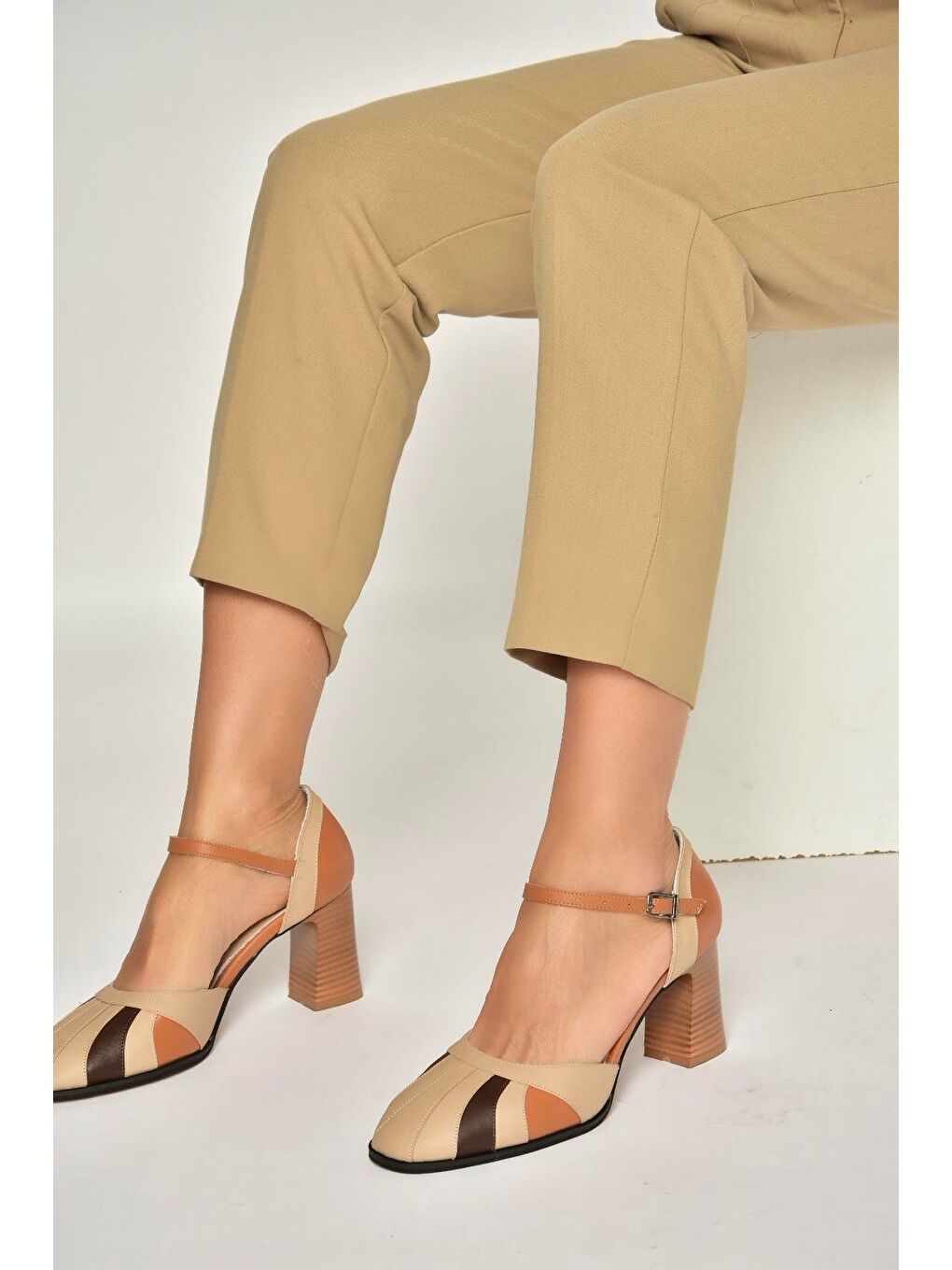 Bej Ten Kadın Topuklu Ayakkabı Y398360103-3