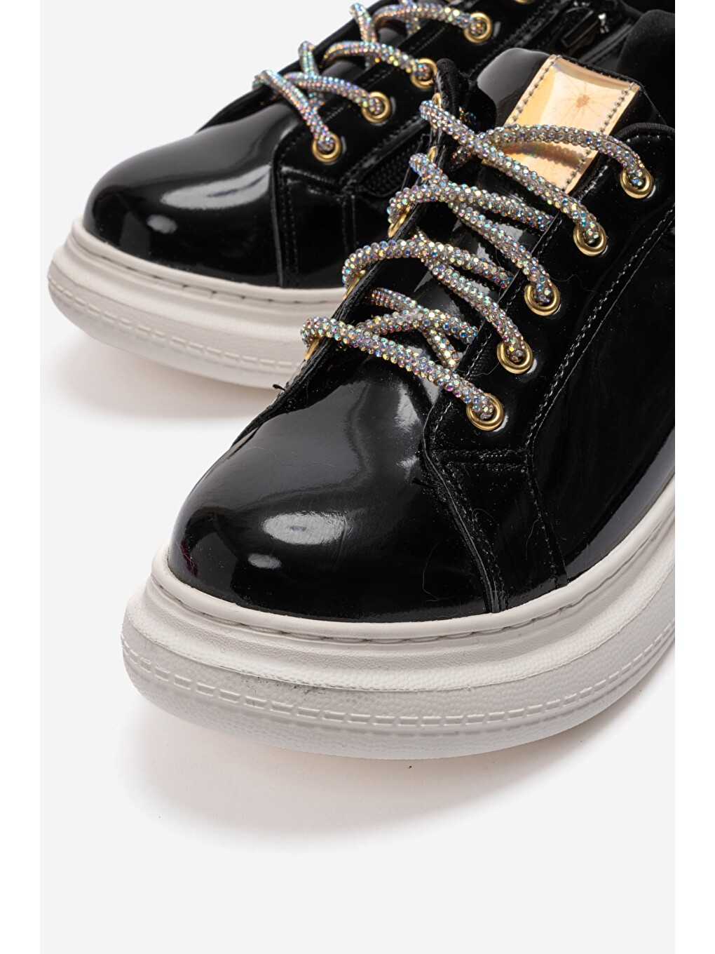 Kız Çocuk Siyah Rugan Sneaker Ayakkabı-1