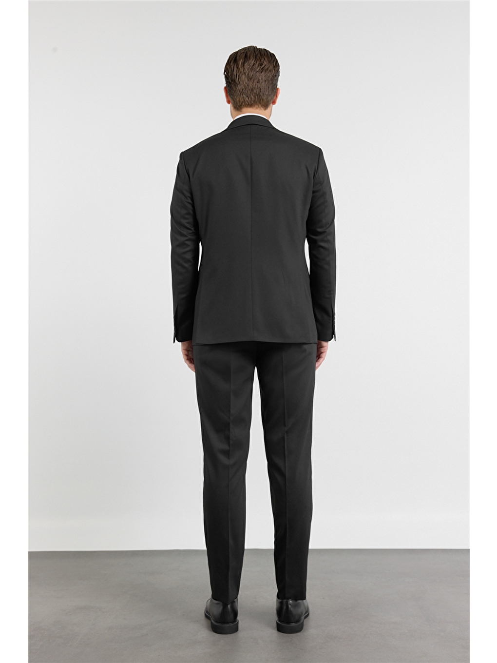 Siyah Mono Yaka Kendinden Desenli 6 Drop Comfort Fit Esnek Takım Elbise 1001260161-4