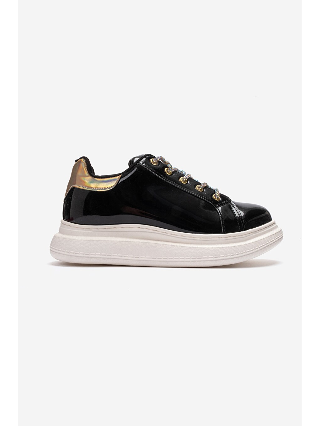 Kız Çocuk Siyah Rugan Sneaker Ayakkabı-3