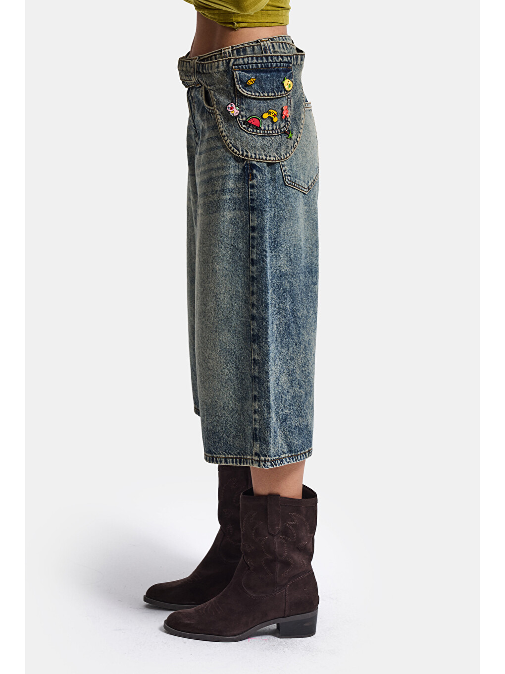 Mavi Kadın Jean Renk 4w6-31 Baggy Bermuda Icon Detaylı Tasarım Şortolon-7