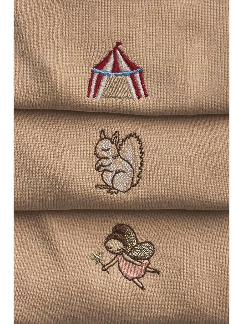 3'lü Bej Dreams Serisi Kısa Kollu Çıt Çıtlı Body Zıbın Model 9-4