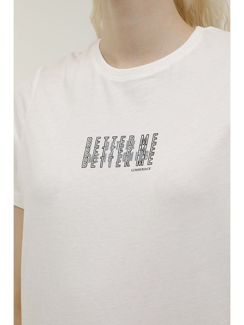 Bej W-GF80 ALINA MINIMAL T-SH Ekru Kadın Kısa Kol Tişört-3