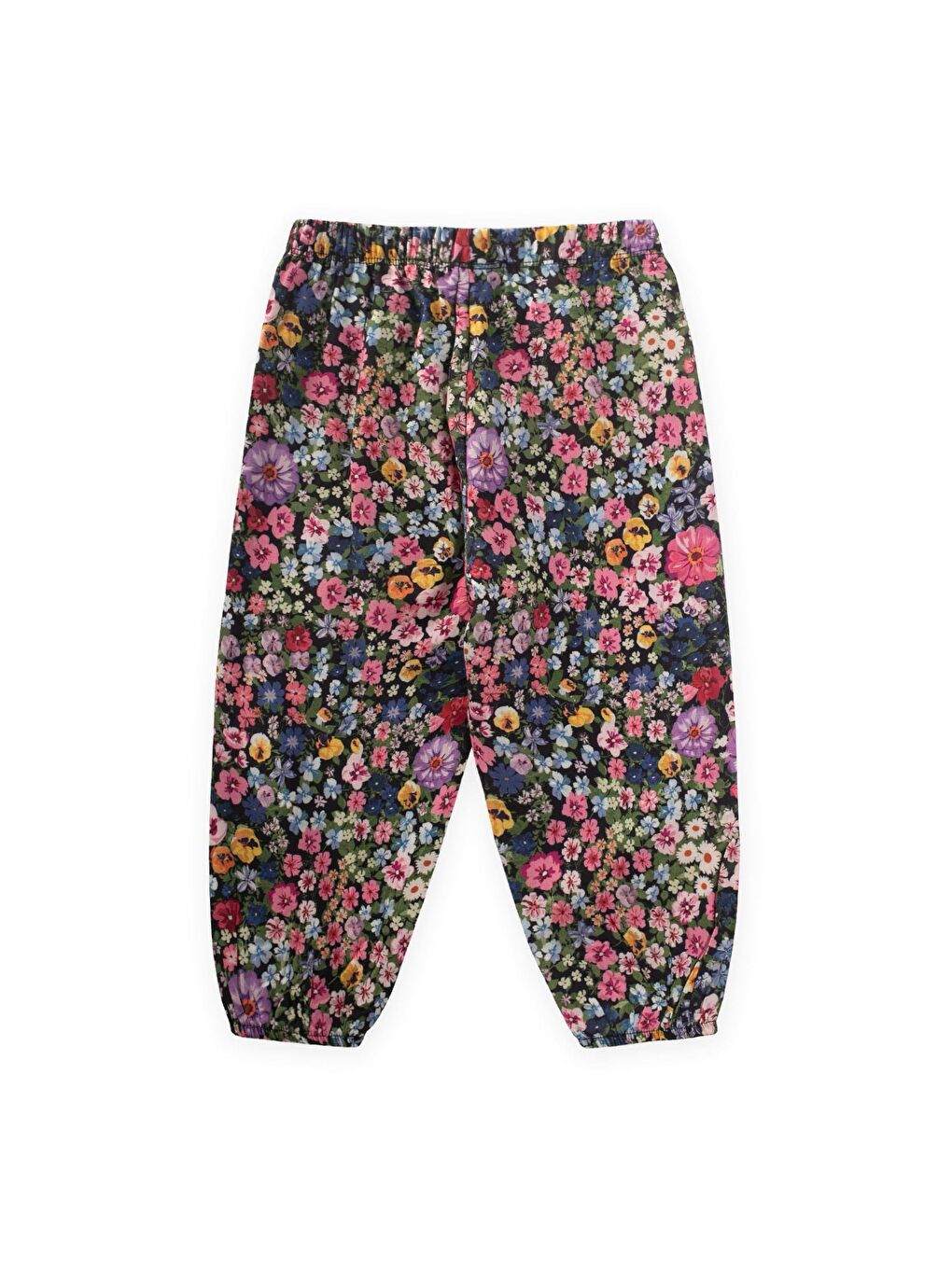 Mor Desenli Bilek Boy Şalvar 3-9 Yaş Çiçek Desenli-1