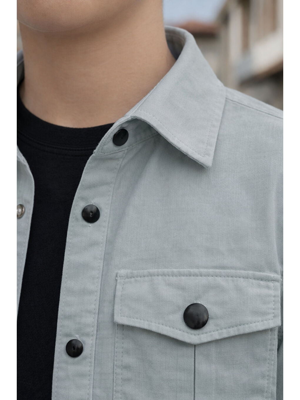 Yeşil Erkek Çocuk Çıtçıtlı Gömlek Tişört Üst Takım-5