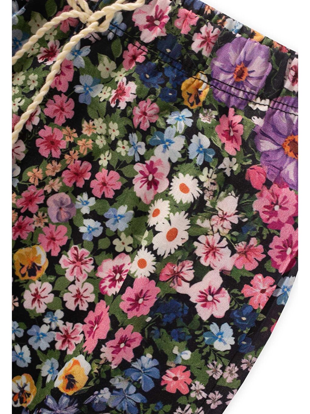 Mor Desenli Bilek Boy Şalvar 3-9 Yaş Çiçek Desenli-2